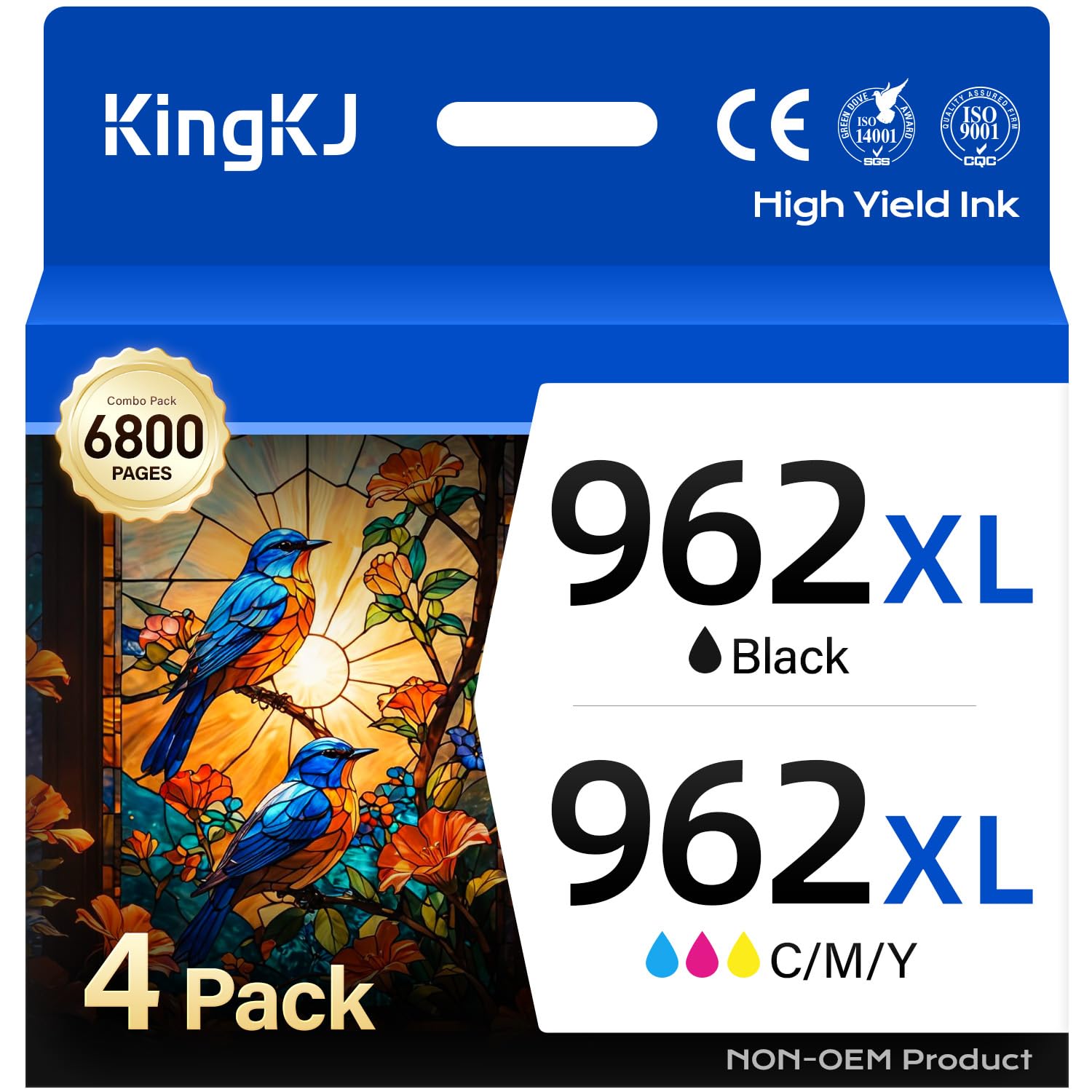 962XL Ink Cartridges Black Color Combo Pack Compatible for HP 962 Officejet Pro 9015e 9015 9010 9018e 9025e 9018 9020 9025 9012 9012e 9010e 9014e 9016 9019 9019e 9020e 9022e 9028e Printer Cyan Magenta