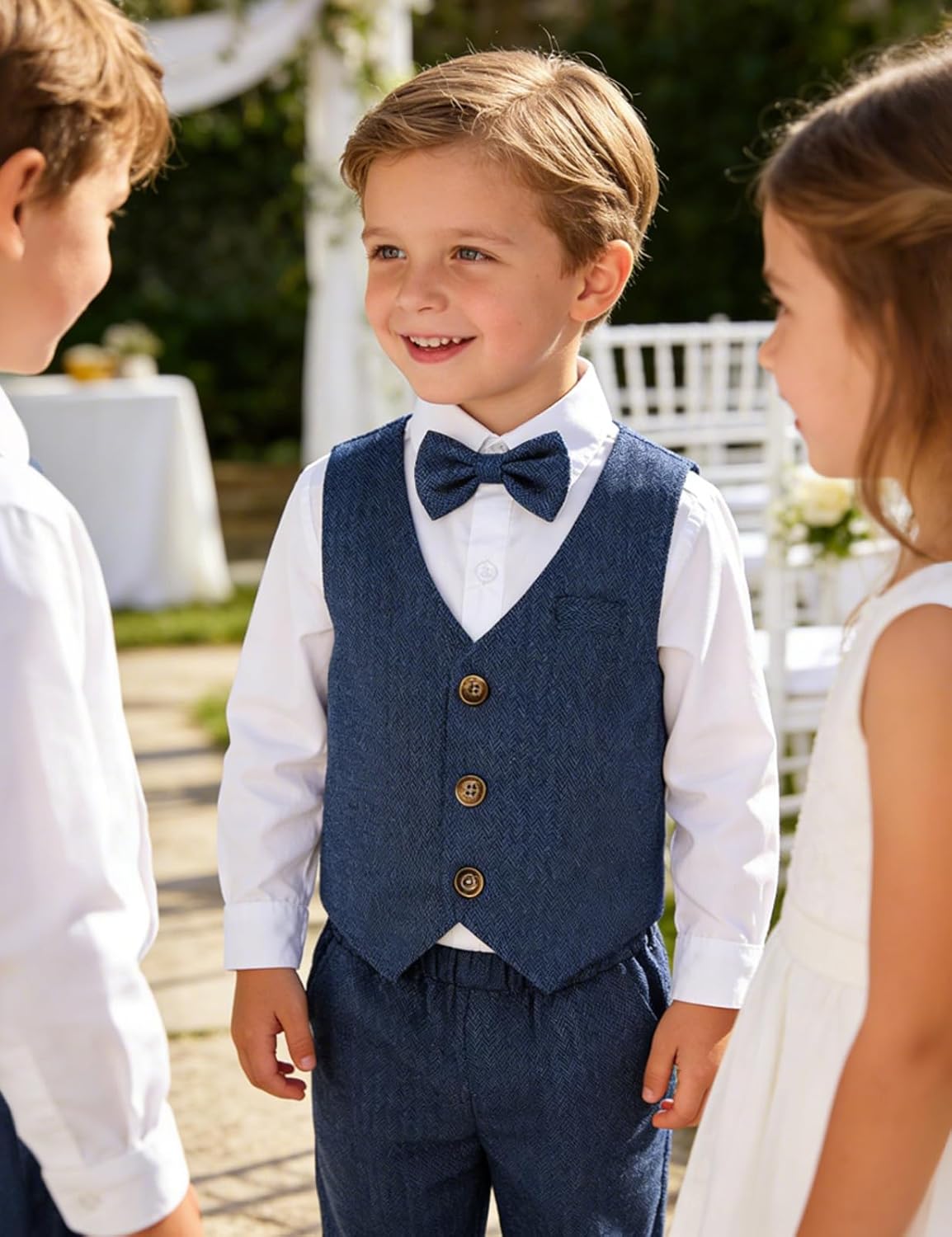 A&J DESIGN 4pcs Baby & Toddler Suit, 12 Months - 5T, Shirt & Pants & Vest & Bow Tie - Image 4