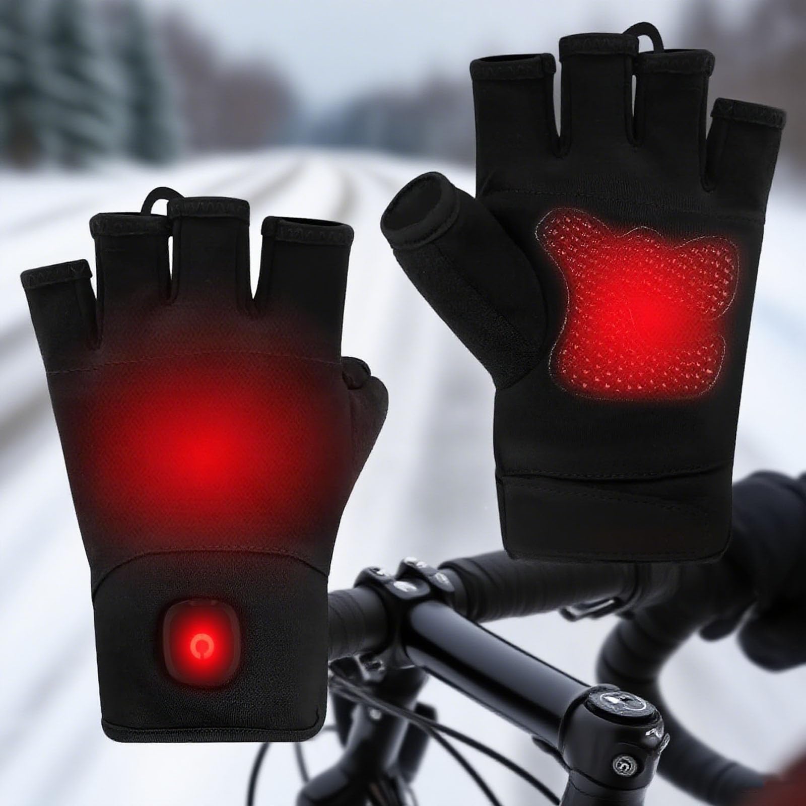 Guanti caldi a mezze dita, alimentati tramite USB, temperatura modificabile, per moto, equitazione, ghiaccio, sicurezza delle mani, guanti riscaldati per esterni, con calore rapido