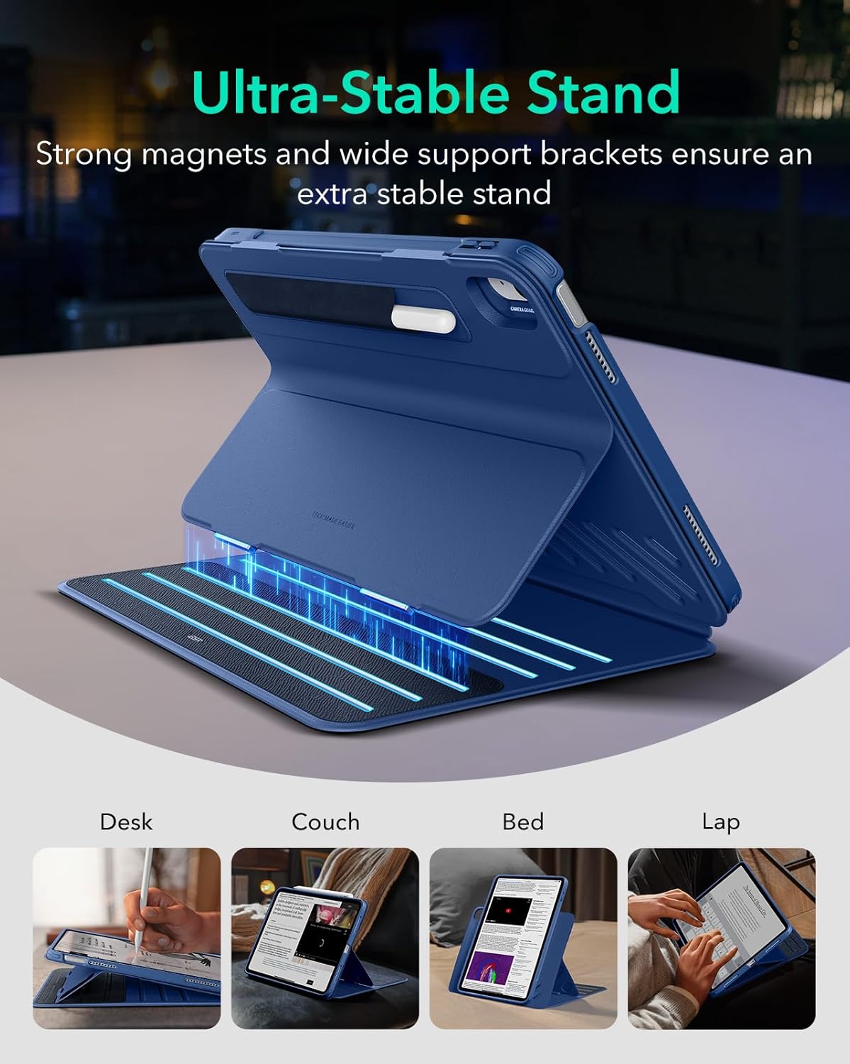 ESR for iPad A16 Case, iPad 11th/10th Generation Case (2025/2022), Removable Magnetic Cover, Adjustable Portrait/Landscape Stand, 9 Standing Angles, Shift Series, Blue