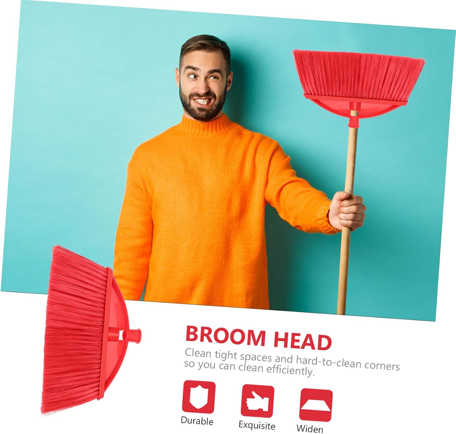 Replaceable Plastic Broom Head for Kitchen Household Sweeping Accessories Easy-to-Use Sweeper Part Compatible Standard Broom Handle for Home Cleaning