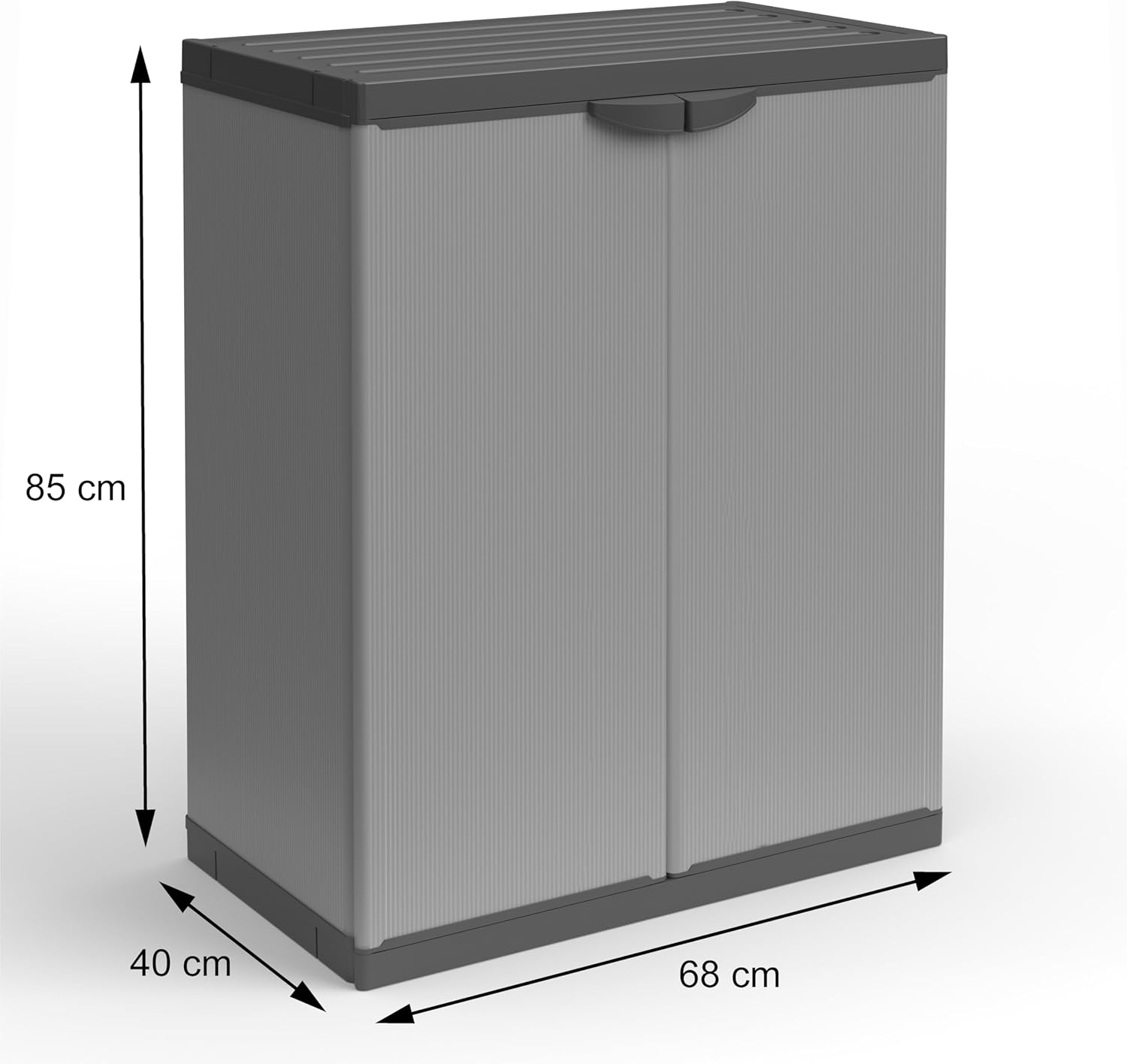 Low Resin Wardrobe with Shelves 2 Doors, (Indoor/Outdoor), 68x39,5x85