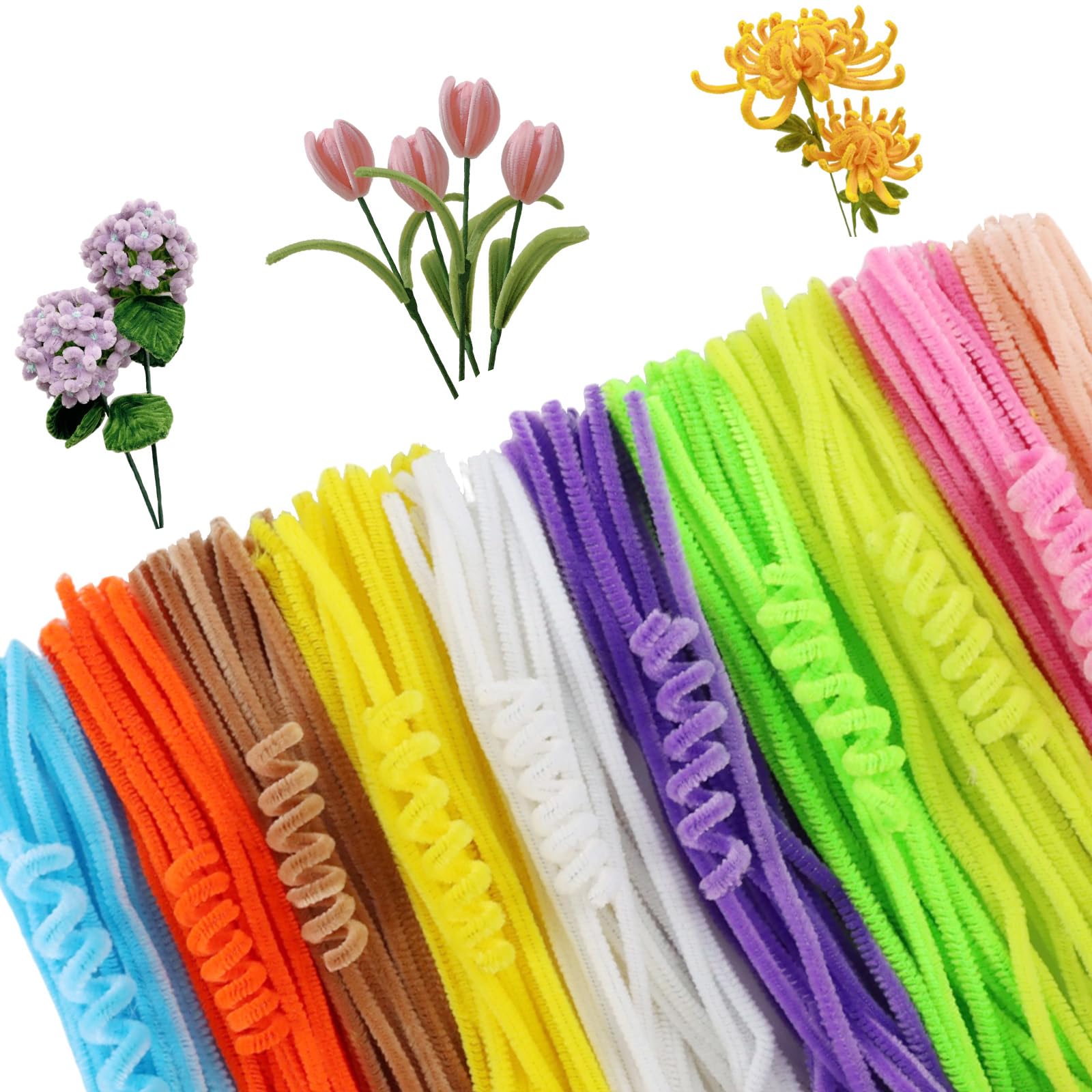 300Pcs Glitter Pipe Cleaners, Flexible Pipecleaners Craft Supplies, Stems Metallic Sparkle Pipe Cleaner