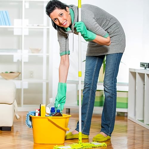 Miniatura 5 de Bamllum 2 pares de guantes de cocina reutilizables para lavar platos, guantes de goma de nitrilo, guantes de limpieza reutilizables para el hogar,