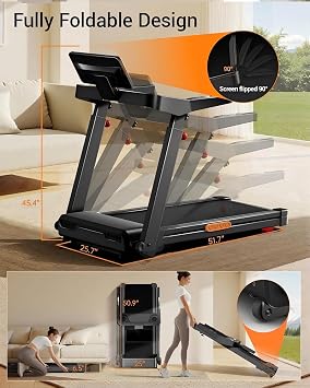 Foldable Treadmills for Home with 20% Incline, 14KM/H Treadmill with Handle | 180KG Weight Capacity, Large Running Belt, Intelligent LED Touch Screen, 3.5HP Powerful Motor, 8-Point Shock Absorption