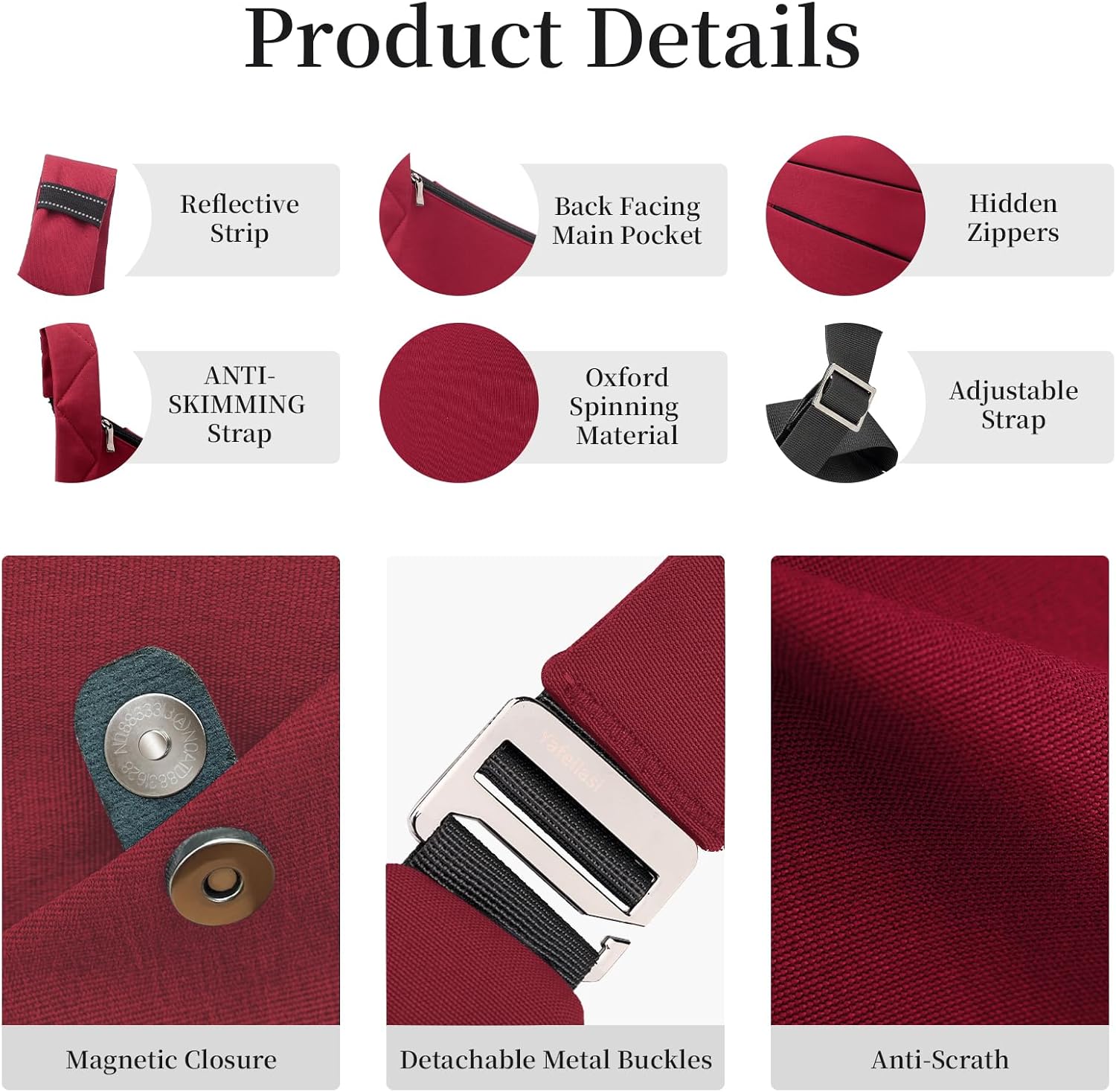 Anti Theft Crossbody Bag, One Shoulder Chest Sling Bag Multi Pockets Slim Anti Theft Travel Purse for Women & Men - Image 6