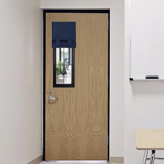 RYB HOME Classroom Door Window Cover, Blackout Shades for Classroom Windows and Doors Cover Lockdown Shades, Room Darkening Design Blocks Views, W 8 x L 36, 1 Panel, Navy
