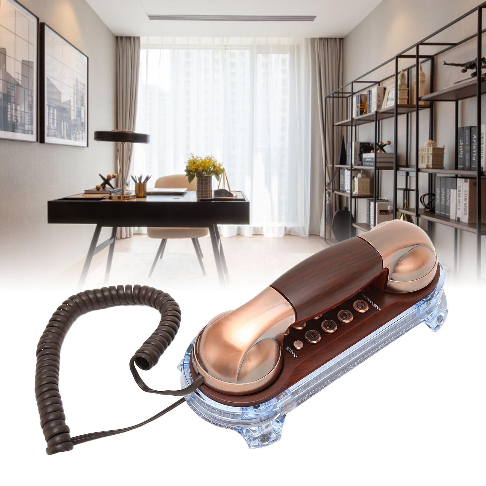Telefono Fisso retrò, Telefono con Filo per Linea Fissa, telefoni da Parete Classico Telefono da scrivania Flash Phone Vecchio Stile per casa, Hotel e Ufficio (Bronzo Viola)