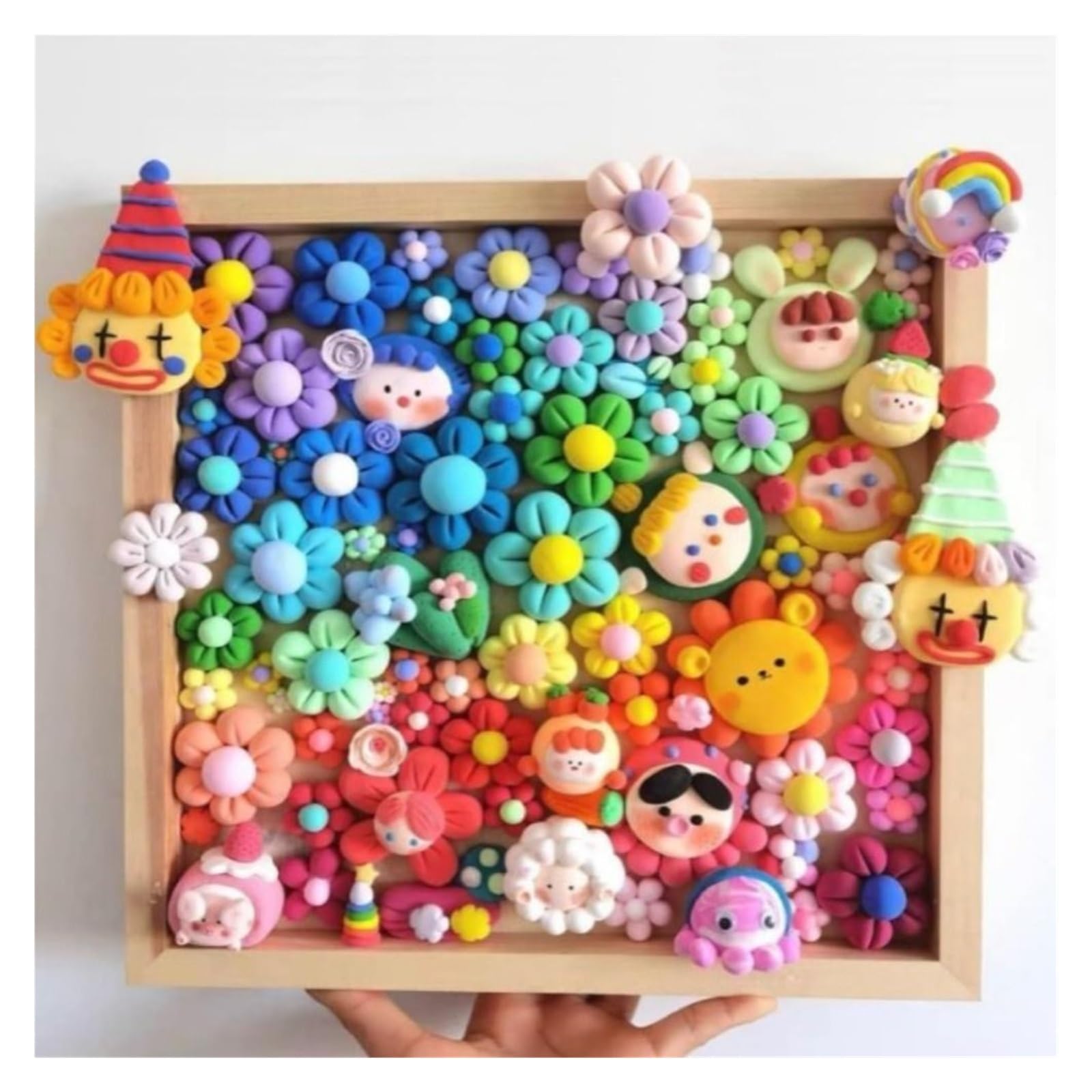 Akrylowa drewniana ramka na zdjęcia, DIY drewniane zdjęcie i glina rzemieślnicza prezent dla dzieci ozdoba biurko wiele rozmiarów(14x18cm)