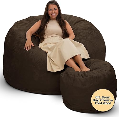 Miniatura 21 de Ultimate Sack - Puf con taburete para pies en varios tamaños y colores: Muebles gigantes con relleno de espuma: fundas lavables a máquina, costuras