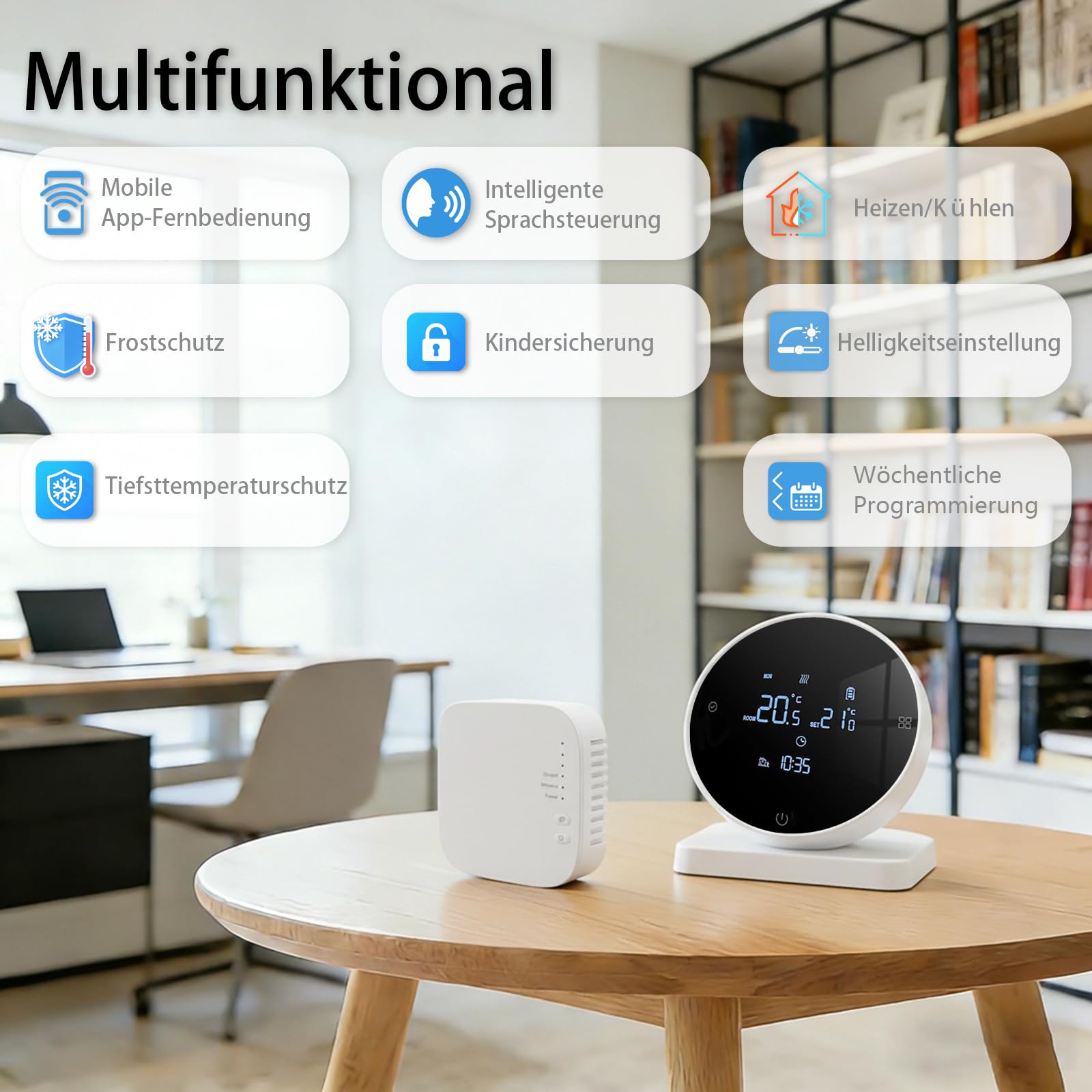 Thermostat Fussbodenheizung Smart für Wasser Fußbodenheizung und Gaskessel | Mit Empfänger Digital Kühlen/Heizen Wlan Programmable Tuya Smart Raumthermostat Boiler/Wasser fur Alexa/Google Assistant,3A