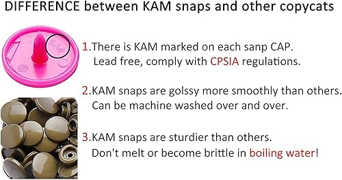 Miniatura 5 de BetterJonny - Juego de 150 broches KAM + contenedor de almacenamiento, tamaño 20 T5, botones de plástico para coser, botones para pañales, baberos,