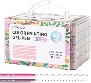 Gel Pens for Adult Coloring Books, 45 Colors Set Gel Colored Pens Marker, Perfect Gel Pens for Adult Drawing Doodling Journaling, Art Supplies and DIY Crafts