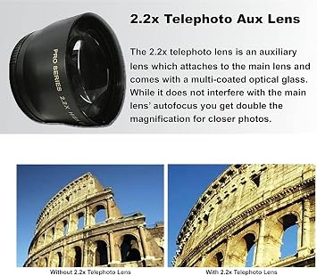 58mm Accessory Bundle for Canon EOS Rebel T7, T6, T5, T3, T100, 4000D, 2000D, 3000D and More with 32GB High Speed Memory Card, Wide Angle Lens, Telephoto Lens, Tripod, Backpack W/Inspire Digital Cloth
