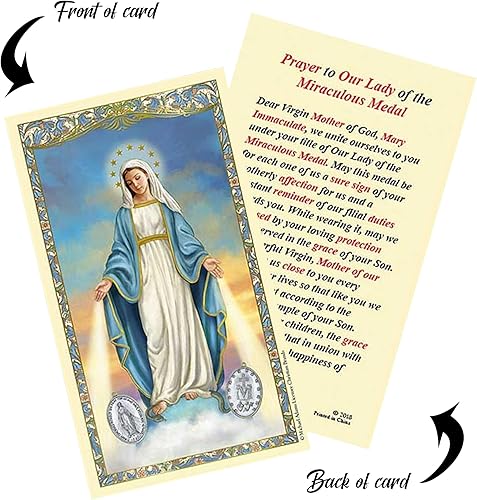 Miniatura 5 de Collar Católico Escapulario Marrón de Nuestra Señora del Monte Carmelo - con Medalla Milagrosa Tarjeta de Oración - Tarjeta de Oración del Señor -