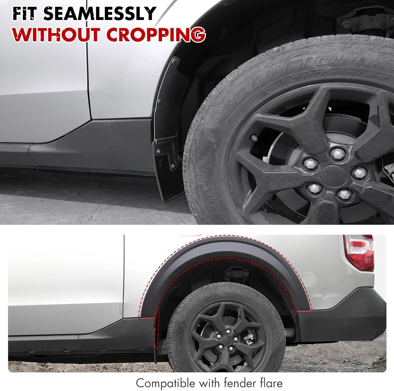 Mabett Rear Wheel Splash Shield Covers for 2022-2026 Ford Maverick Accessories All-Weather Splash Guard Prevent Mud and Stone Debris 2PCS