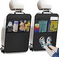 Smiinky Kick Mats 2 Pack with Pockets - Universal Backseat Protectors for Kids, Car SUV Truck Minivan Seat Covers