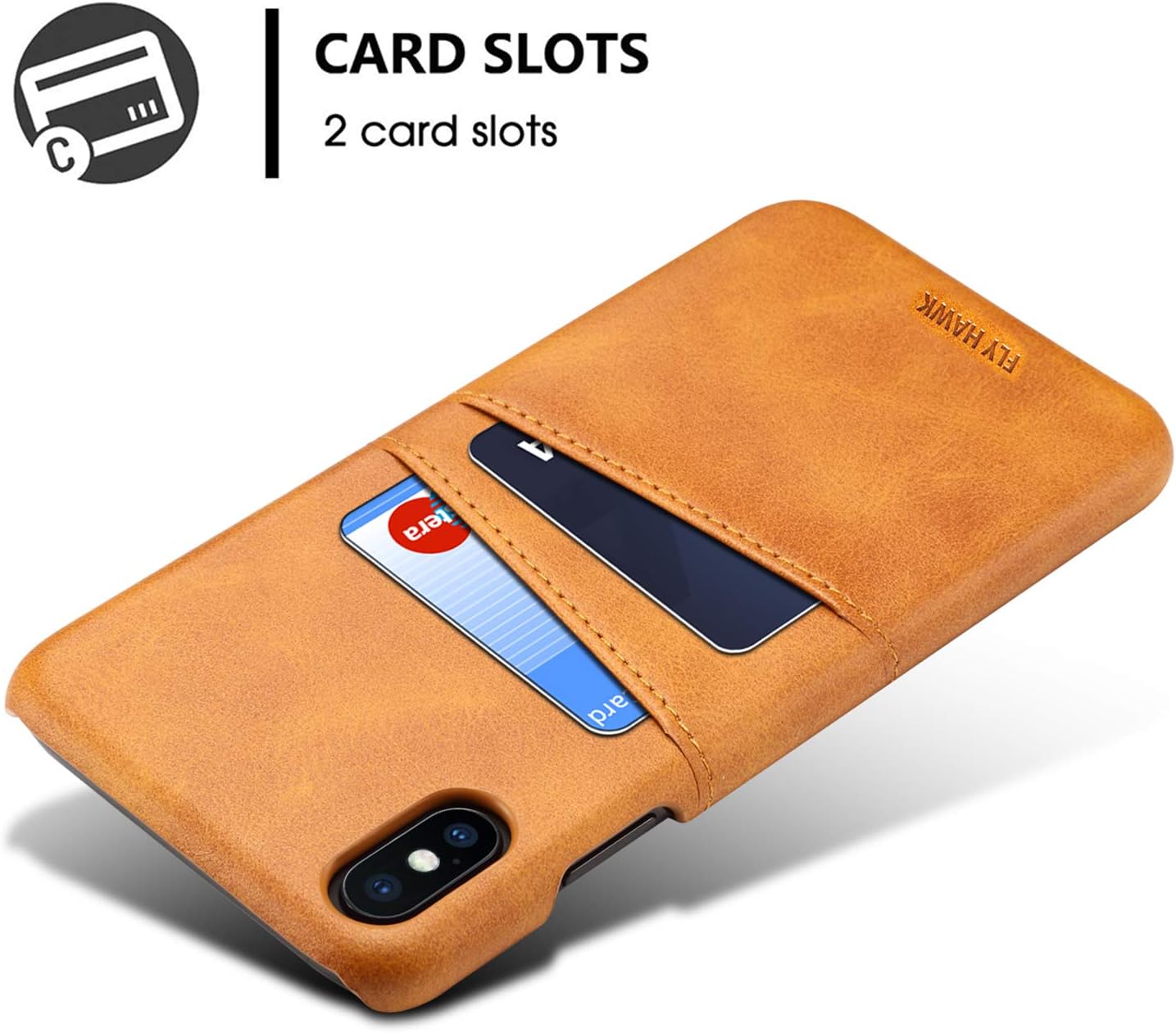 FLY HAWK Wallet Case Compatible iPhone Xs Max/ 10s Max, 6.5 inches Slim PU Leather Back Case Cover Credit Card Holder for Apple iPhone Xs Max/iPhone 10s Max (2018) Khaki