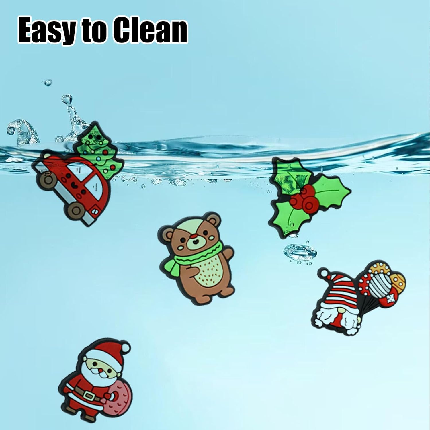 50 Pcs Christmas Focal Beads for Pens Bulk, Spooky Charms Fall Loose Rubber Winter Snowman Shaped Bead for Keychain DIY Beadable Pens Making Supplies (Christmas) - Image 4