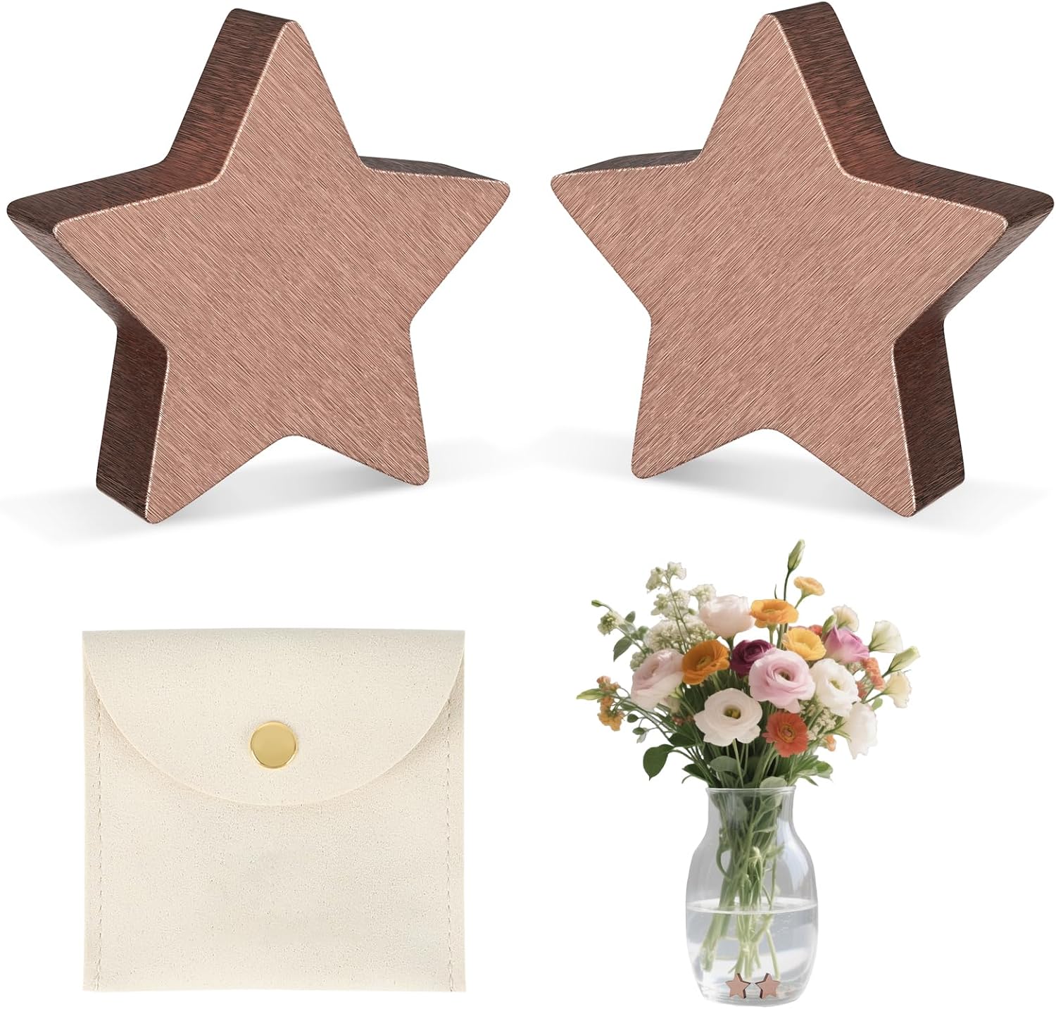 2 Pack Copper Discs for Fresh Cut Flowers, Natural Flower Food Alternative, Keeps Vase Water Clean & Clear, Reusable Vase Water Cleaner (Heart)