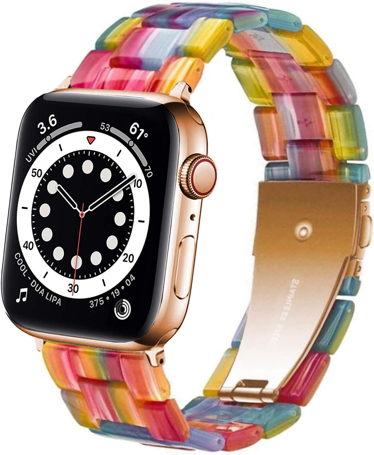 DEALELE Bands Compatible with iWatch 49mm 46mm 45mm 44mm 42mm 41mm 40mm 38mm, Colorful Resin Replacement Strap for Apple Watch Series 11/10 / 9/8 / 7/6 / 5/4 / Ultra/SE / 3/2/1 Women Men