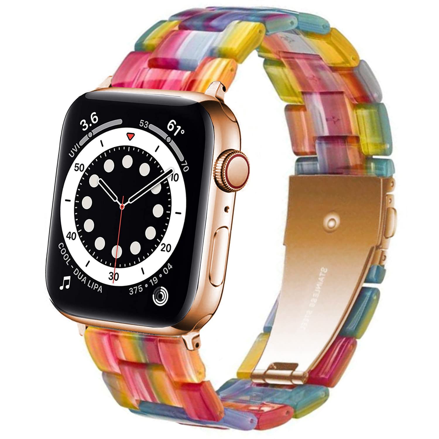 DEALELE Bands Compatible with Apple Watch 49mm 46mm 42mm 45mm 41mm 44mm 40mm 38mm, Colorful Resin Replacement Strap for iWatch Series 10/9 / 8/7 / 6/5 / 4/3 / Ultra/SE Women Men