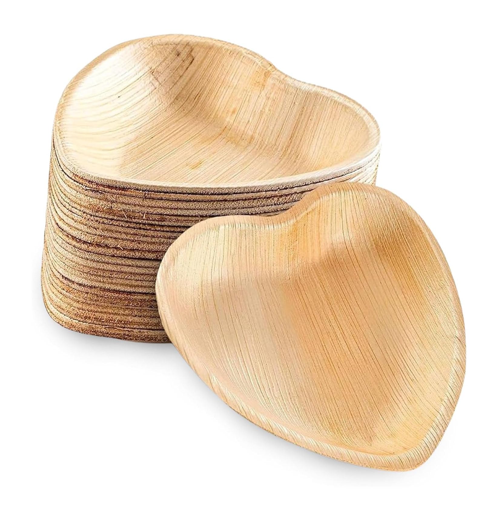 EcoWise Palm Leaf Plates - 6.5 inch Eco-Friendly Biodegradable Heart Shape Palm Leaf Plates - Natural Sturdy Party Tableware Perfect for Wedding, Picnic, BBQ, Catering & Events (Pack of 10)