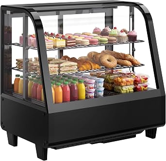 Upstreman Countertop Pastry Display Refrigerator, 3.5 Cu.Ft Commercial Cake Display Refrigerator, Bakery Showcase with LED Light, Digital Thermostat, for Cafe, Restaurant, Store CD35
