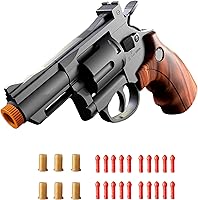Foam Blaster Toy Gun Revolver - Continuous Firing Soft Bullet Blaster, Safe Fun for Kids Adults, 20 Bullets 6 Shells (Brown)