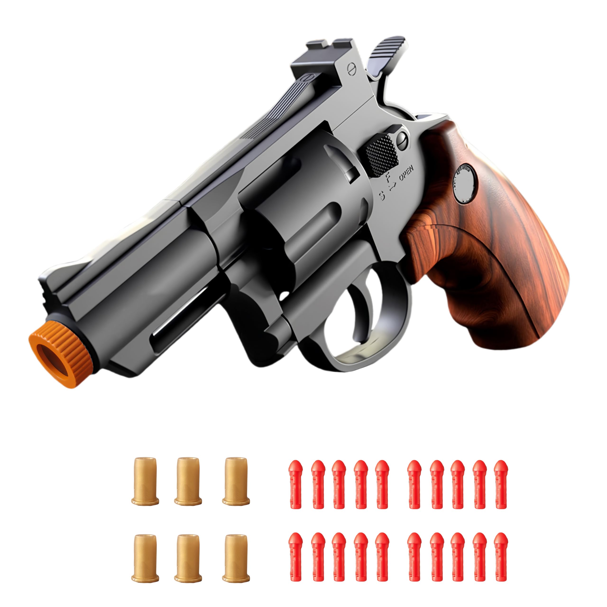 Toy Gun, Soft Bullet Toy Revolver, Game Catapult Toy Gun Foam Blaster, Christmas Birthday Gifts for Children and Adult(Brown)