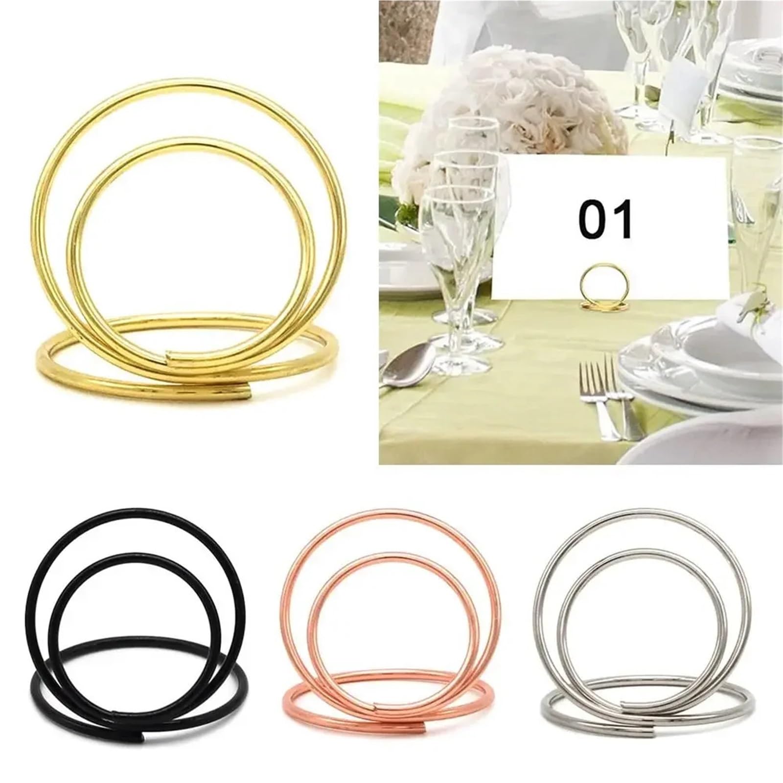 30 soportes para números de mesa, soporte para nombre, etiqueta de asiento, foto (dorado)