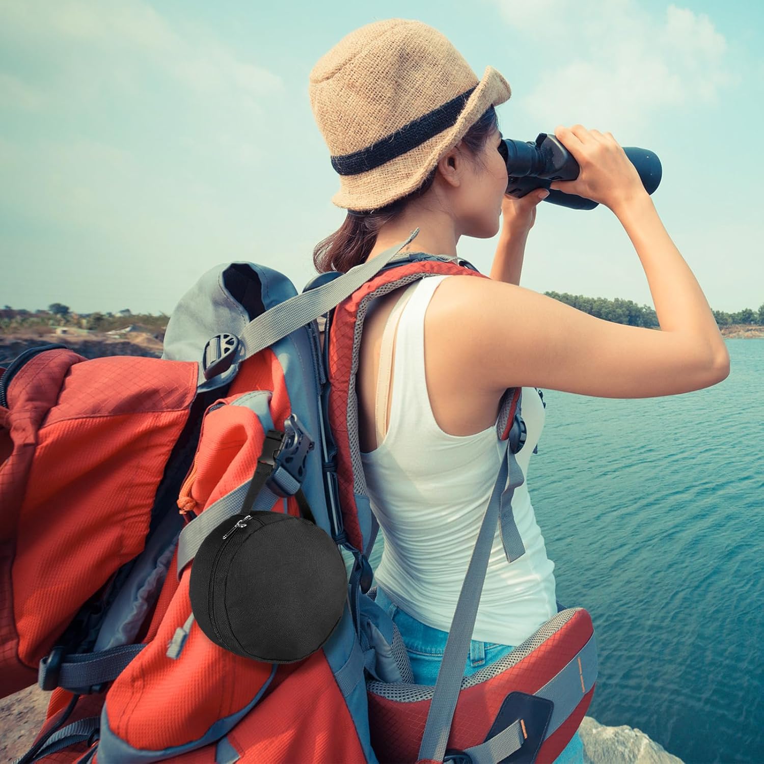 1 Pcs Travel Neck Pillow Bag Compact Travel Neck Carrying Case Bag for Airplane Train Journey Quick Release Clasp Attaches to Luggage Purse Backpack, Pillow Not Included (Black) - Image 6