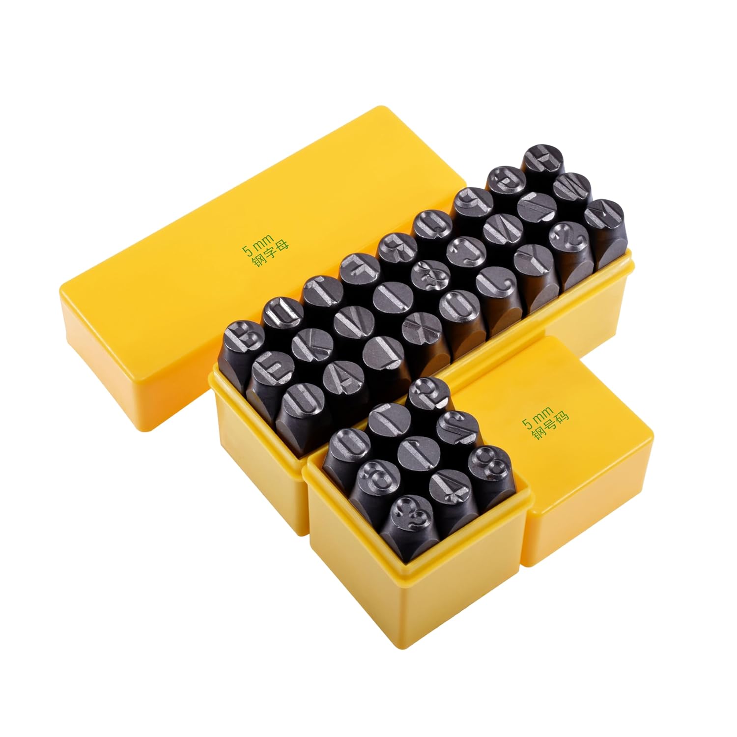 Number and Letter Stamp Set, 3/16"(5mm) Metal Stamping Kit, A-Z & 0-9 36 PCS Steel Punch Press Tool for Metal Plastic Wood Leather & More