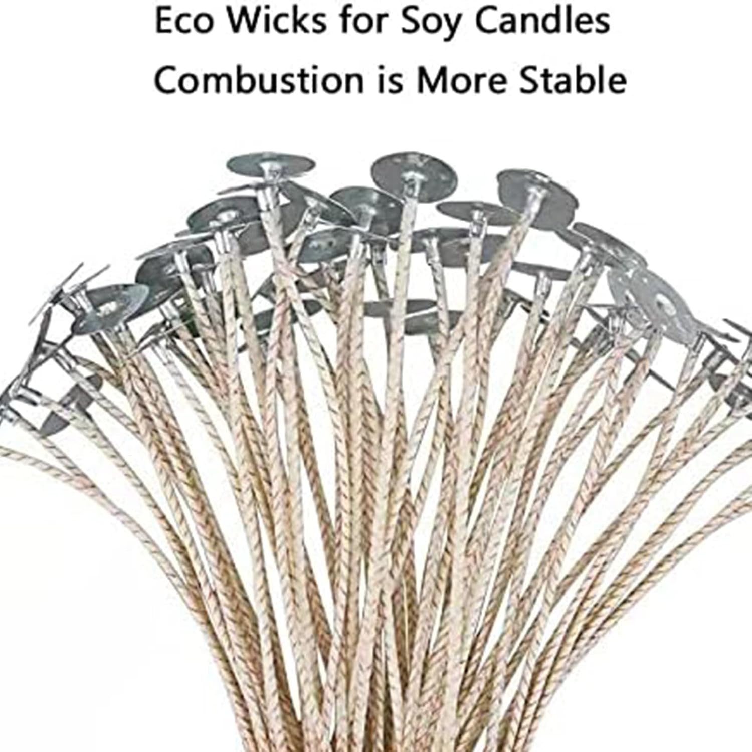 100pcs ECO 10 Wicks for Soy Candles, 6 inch Pre-Waxed Candle Wick for Candle Making,Thick Candle Wick with Base