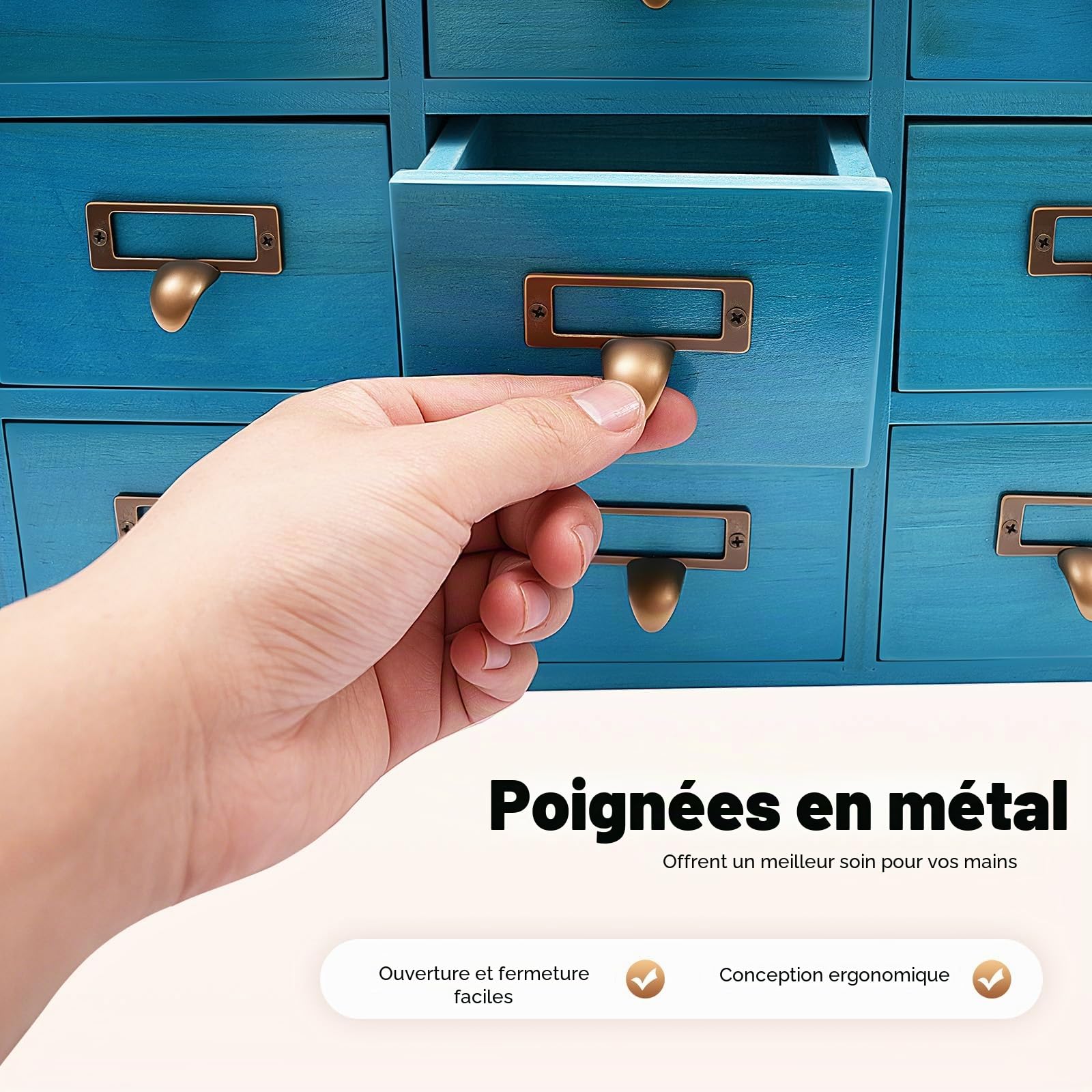 Armoire d'apothicaire à 16 tiroirs - Commode en tissu - Commode de chambre à coucher - Tiroir en bois - Boîte de rangement - Pour la maison, le bureau, l'organisation et le rangement