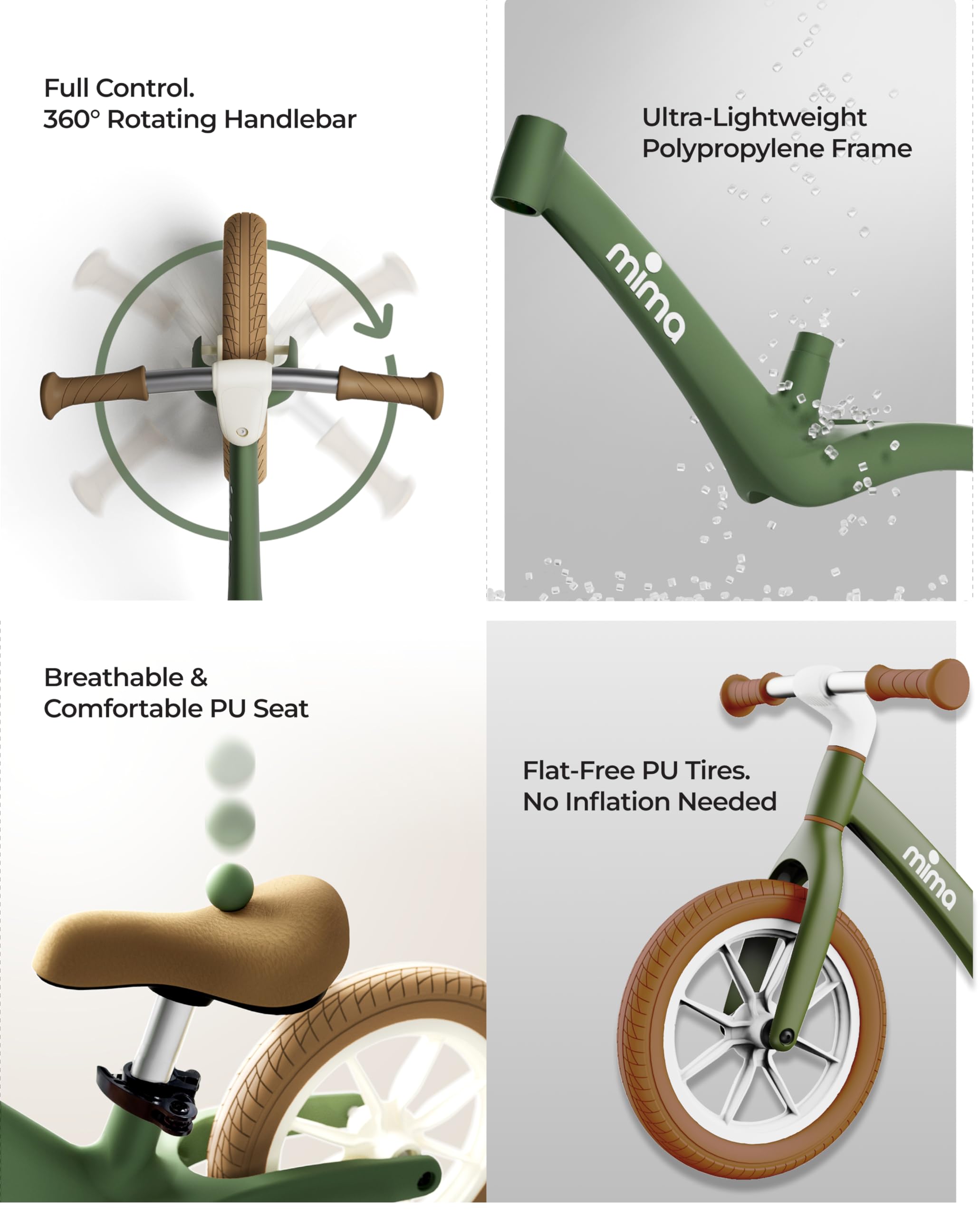 Mima Vélo sans pédales pour enfant de 2 à 6 ans | Léger et réglable | Apprentissage d'équilibre | Vélo pour enfant anti-crevaison | Cadeau idéal pour bébé et enfants