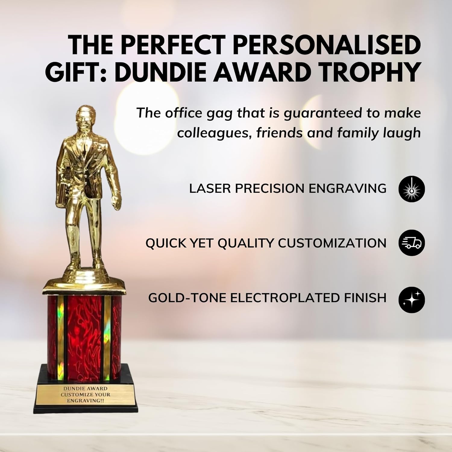 Trophy Outlet Dundie Award Trophy for Adults, Coworkers, Boss and Friends - Personalized Engraved Office Gift Award with Custom Text
