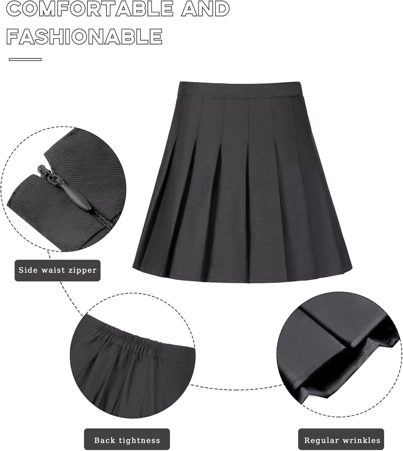 Womens Girls Pleated Tennis Skirts High Waisted A-line Skirt School Uniform Athletic Golf Skorts with Shorts,2T-4XL - Image 3
