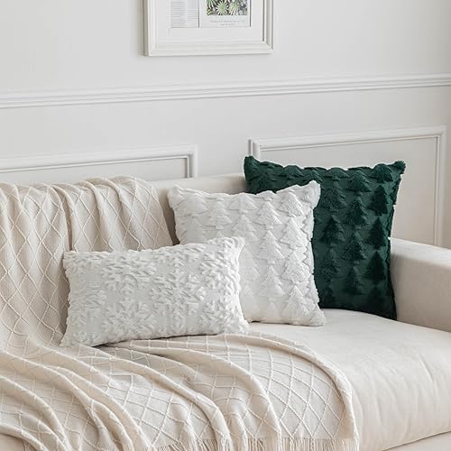 Miniatura 6 de Juego de 2 fundas de almohada decorativas de copo de nieve de Navidad, fundas de almohada suaves y esponjosas para decoración del hogar, fundas de