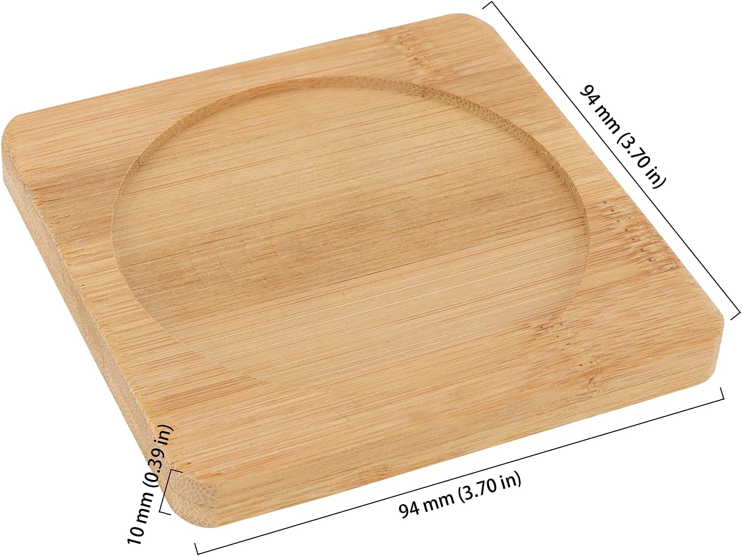 HOIGON 60 Pack 3.7 Inch Bamboo Coasters, Natural Wooden Coasters, Square Bamboo Tray Saucer Set for Drinks, Crafts, Succulents - Image 2