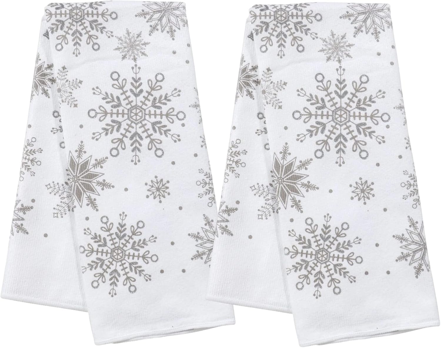 Snowflake Farmhouse Kitchen Towel Set with Pot Holders Oven Mitt and Set of Refrigerator Magnets Modern Farmhouse Decor (Winter Snowflakes) - Image 4