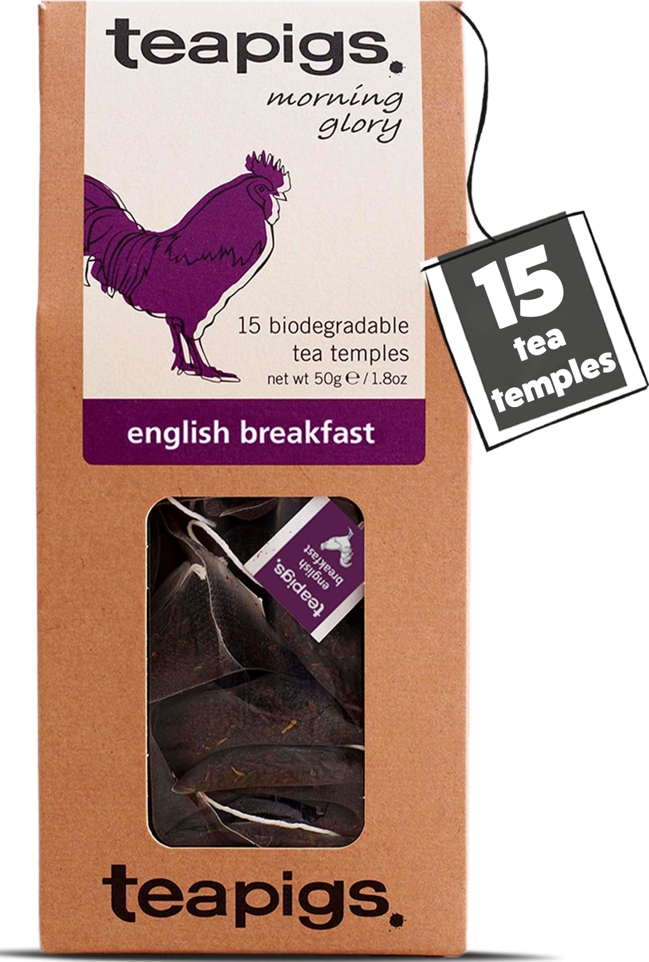 teapigs English Breakfast Tea - Black Tea Bags for An Everyday Brew - Rich and Malty Blend - 15 Temples