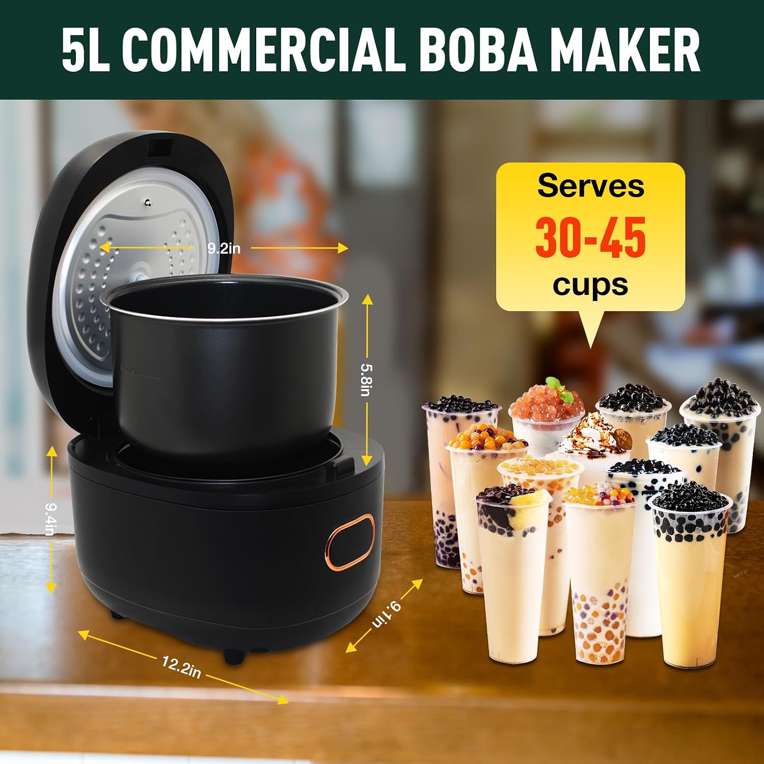 Boba Cooker,Pearl Tapioca Pot Machine,Commercial Automatic Bubble Tea Maker for Milk Tea,5L