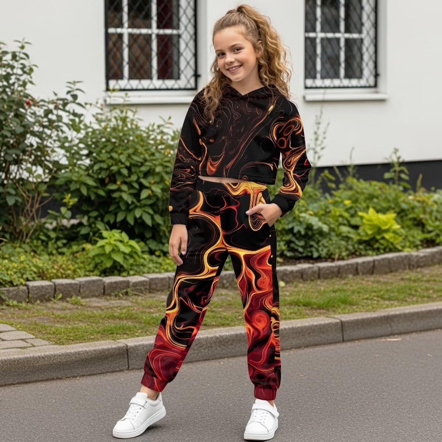 Girls Kids Tracksuit Jogging Outfits Set Teen Pullover Sweatshirts with Sweatpants Sweatsuit Sets