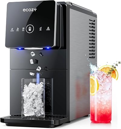 ecozy Nugget Ice Makers Countertop 40lbs Per Day, Touchless Ice Dispenser
