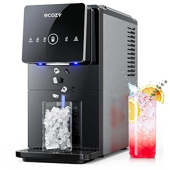 ecozy Nugget Ice Makers Countertop 40lbs Per Day, Touchless Ice Dispenser