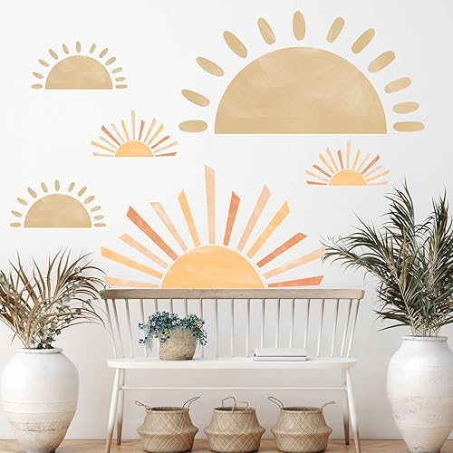 Miniatura 5 de Calcomanías de pared de medio sol, calcomanías de pared grandes bohemias, calcomanías de pared modernas, calcomanías de vinilo removibles para