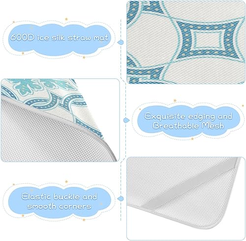 Miniatura 4 de Almohadilla de cama de bebé con enrejado marroquí, protector de colchón refrescante para cuna con funda de almohada, juego de alfombrillas para