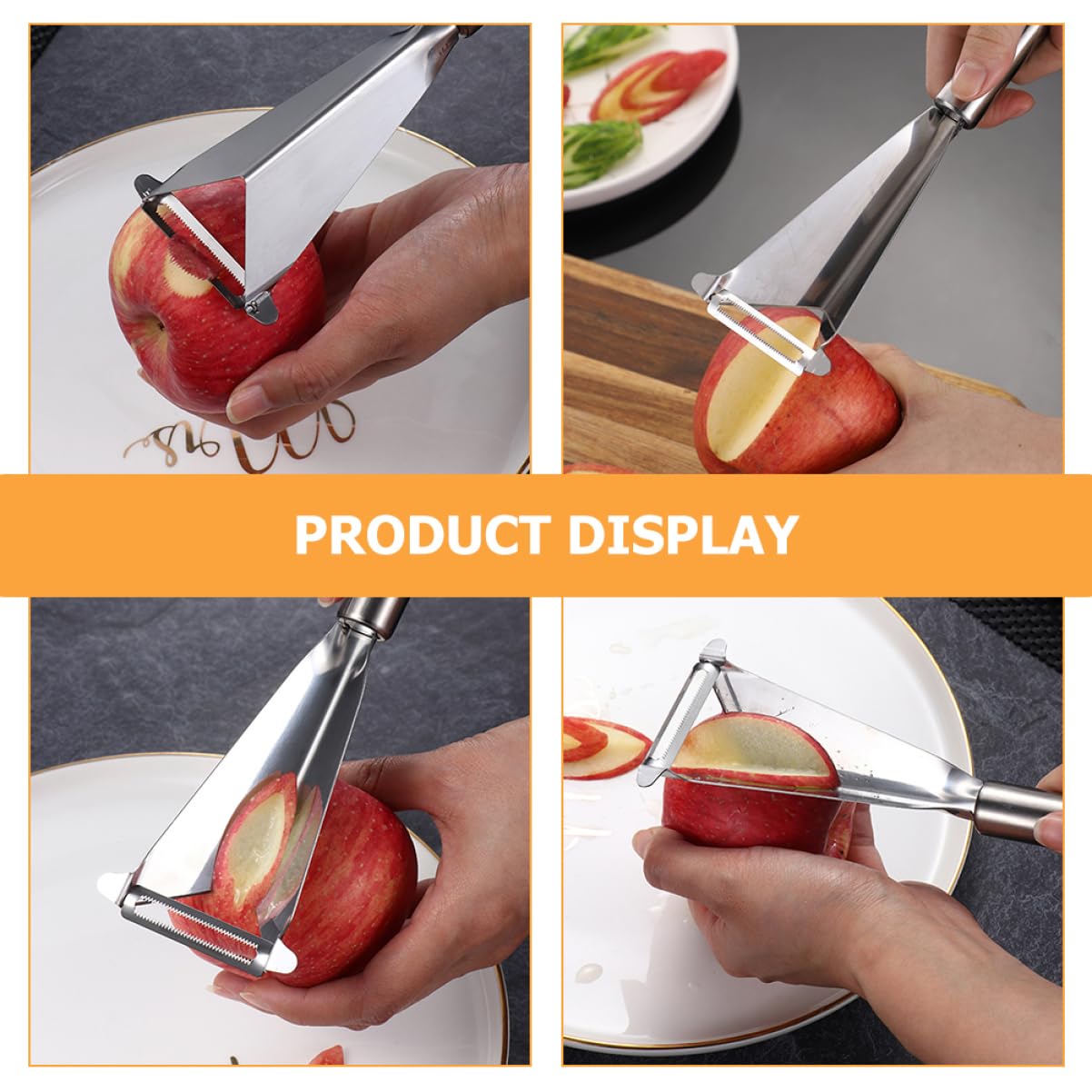Cabilock 2 Juegos Recortadora De Pelo Triangular De Manzana Cortador De Frutas Canasta De Frutas Para La Cocina Vaso Picador De Frutas Tabla De Quesos Silver Acero Inoxidable 2 Piezas * 2