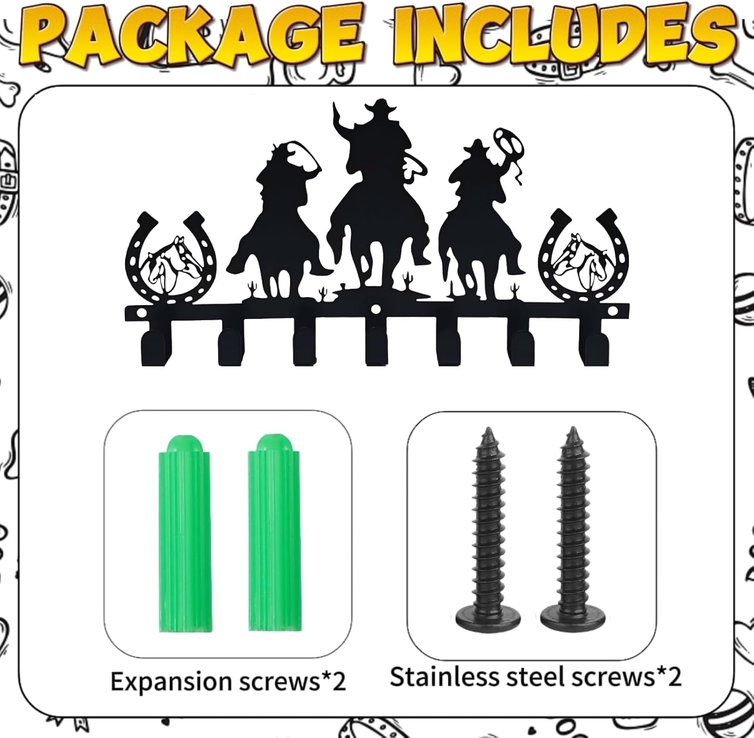 Western Cowboy Metal Wall Hooks– Unique Riding Cowboy Designs for Western Room Decor, Entryways,or Cabinets